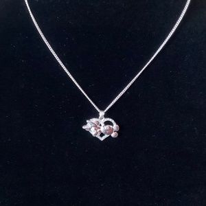 Disney Minnie & Mickey Heart necklace in Silver